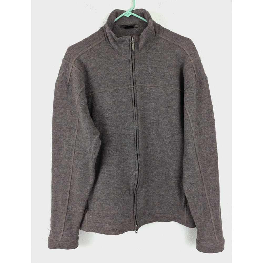 Nike Tiger Woods Collection sz L 100% Wool Sweater Jacket zips brown FLAW 2255